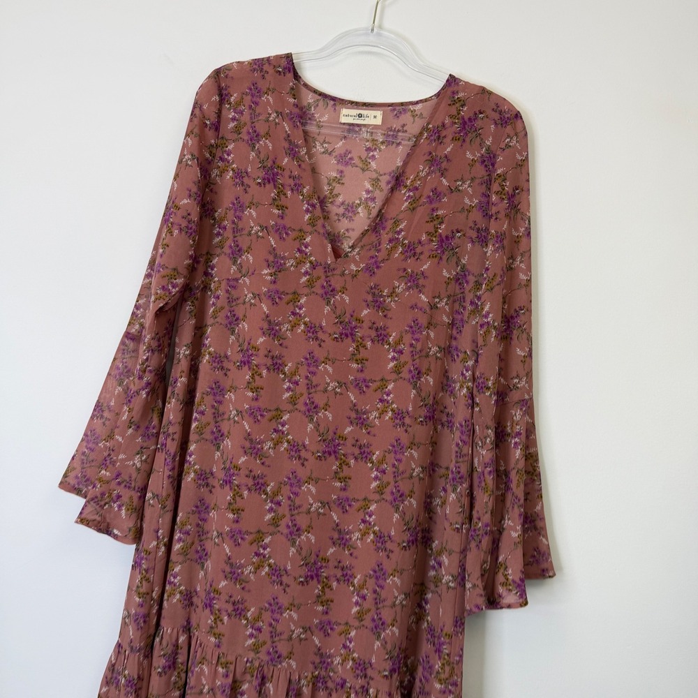 Natural Life Dance With Me Tiered Maxi Dress Women's Medium Pink Floral Boho - Picture 12 of 12
